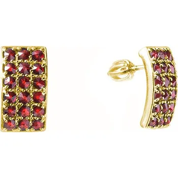 Náušnice Stříbrné náušnice s českým granátem, zlacené - obdélník Zapínání: puzeta