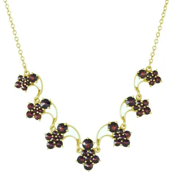 Náhrdelník Zlatý náhrdelník s českým granátem - květina