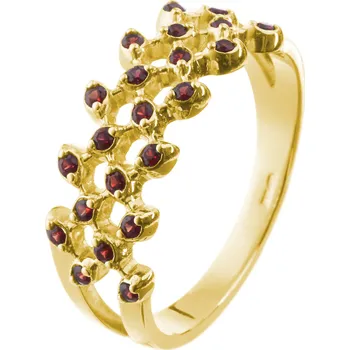 Prsten Stříbrný prsten s českým granátem, zlacený Velikost: 61
