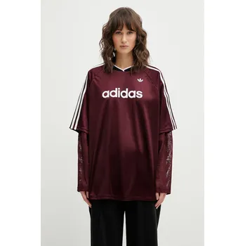 Tričko s dlouhým rukávem adidas Originals LACE LS JERSEY, XS, burgundské, 83X
