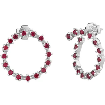 Náušnice Stříbrné náušnice s českým granátem, rhodiované - kruh Zapínání: puzeta