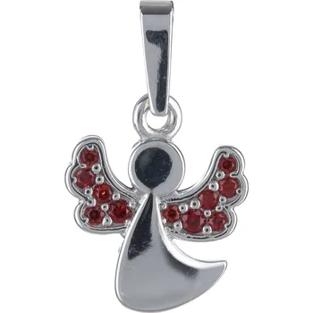 Přívěsek Stříbrný přívěsek s českým granátem, rhodiovaný - anděl