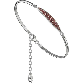 Náramek Stříbrný náramek s českým granátem, rhodiovaný - linka
