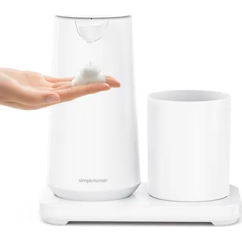 Dávkovač mýdla Simplehuman bezdotykový dávkovač mýdlové pěny - 296 ml + kelímek, bílá ocel, dobíjecí