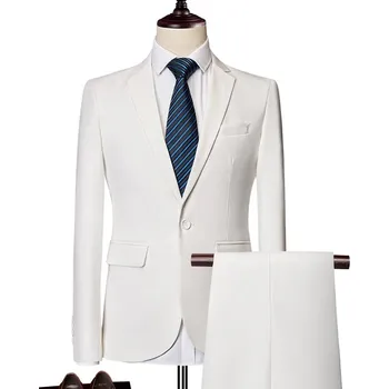 Pánský oblek Best Fashion Pánský dvoudílný oblek pro svatby a společenské akce Barva: Bílá, Velikost: L