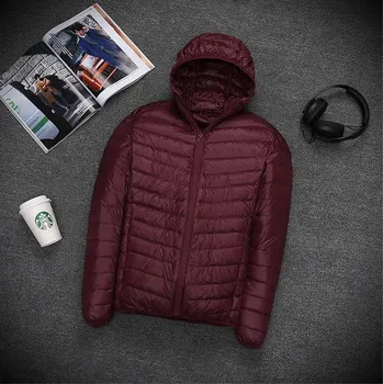 Best Fashion Pánská ultralehká péřová bunda pro přechodné období Barva: Vínová, Velikost: 4XL