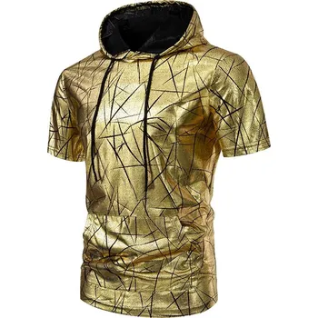 Pánská móda Best Fashion Pánské slim tričko s kapucí pro volnočasový styl Barva: Zlatá, Velikost: XL