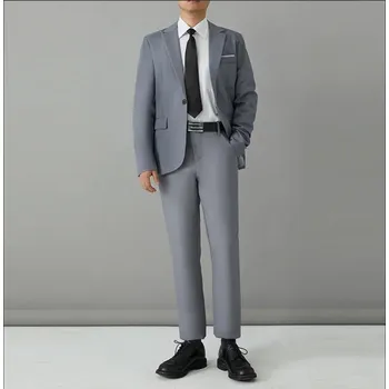 Best Fashion Pánský formální oblek se sakem a kalhotami Barva: Šedá, Velikost: M