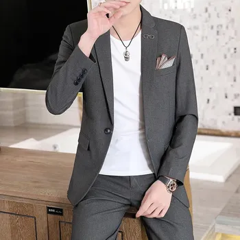 Best Fashion Pánský elegantní oblek pro business i volný čas Barva: Šedá, Velikost: S