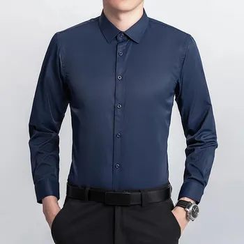 Pánská košile Best Fashion Pánská košile s dlouhým rukávem pro business styl Barva: Tmavě Modrá, Velikost: 2XL