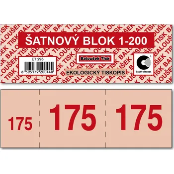 Tiskopis Šatnové bloky 1-200 čísel - červená