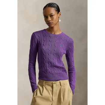 Dámský svetr Bavlněný svetr Polo Ralph Lauren, XL, fialová, 48X