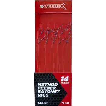 Rybářský háček Bezokrajové návazce Feedex Method Feeder Bayonet Rigs Barbles vel. 14
