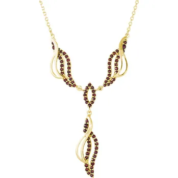 Náhrdelník Zlatý náhrdelník s českým granátem - vlnka