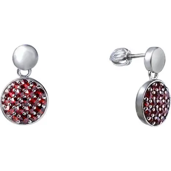 Náušnice Stříbrné náušnice s českým granátem, rhodiované - kruh Zapínání: klapka