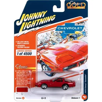 autíčko Chevrolet Corvette 1979 červený 1:64 - Johnny Lightning Chevrolet Corvette - kovový model