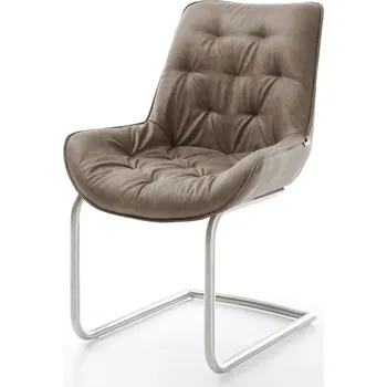 Jídelní židle DELIFE Jídelní židle Taimi-Flex mikrovlákno taupe vintage jídelní židle kulatá nerezová ocel