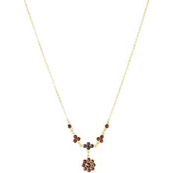 Náhrdelník Stříbrný náhrdelník s českým granátem, zlacený - květina