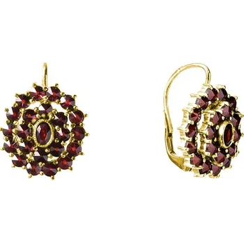 Náušnice Stříbrné náušnice s českým granátem, zlacené - ovál Zapínání: balónek