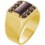 Stříbrný prsten s českým granátem, zlacený - obdélník Velikost: 58