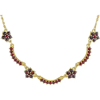 Náhrdelník Zlatý náhrdelník s českým granátem - květina