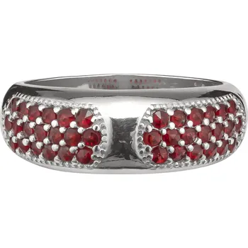 Prsten Stříbrný prsten s českým granátem, rhodiovaný - linka Velikost: 60