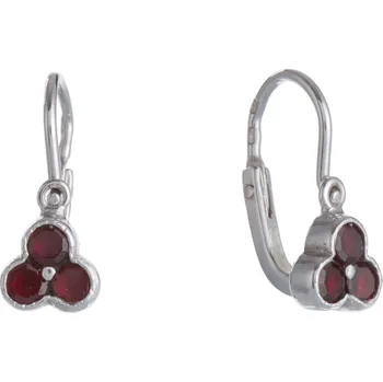 Náušnice Stříbrné náušnice s českým granátem, rhodiované Zapínání: balónek