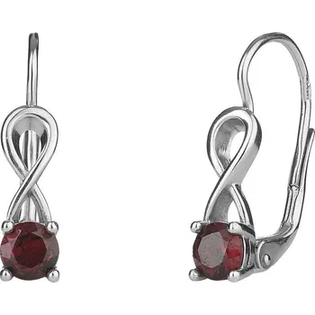 Náušnice Stříbrné náušnice s českým granátem, rhodiované Zapínání: puzeta