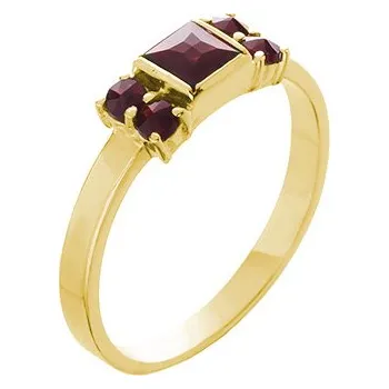 Prsten Stříbrný prsten s českým granátem, zlacený - čtverec Velikost: 56
