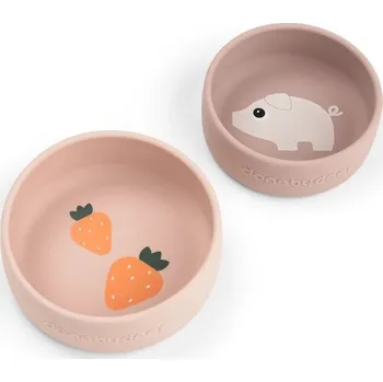 dětská jídelní sada DONE BY DEER set 2 ks silikonových misek Pigee - růžové