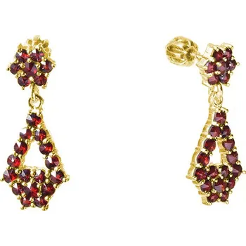 Náušnice Stříbrné náušnice s českým granátem, zlacené - kapka Zapínání: puzeta