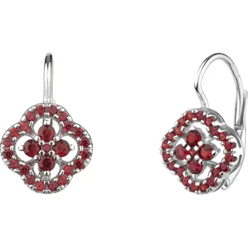 Náušnice Stříbrné náušnice s českým granátem, rhodiované Zapínání: balónek