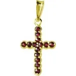 Stříbrný přívěsek s českým granátem, zlacený - křížek