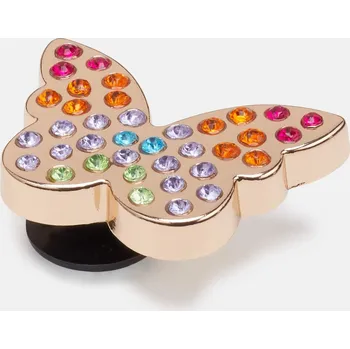 Dívčí pantofle Odznáček Jibbitz – Gold Rainbow Encrusted Butterfly