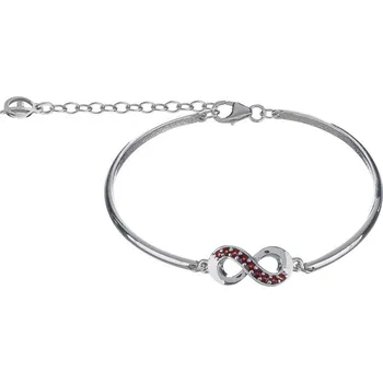 Náramek Stříbrný náramek s českým granátem, rhodiovaný - nekonečno