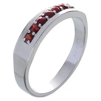 Prsten Stříbrný prsten s českým granátem, rhodiovaný - linka Velikost: 55