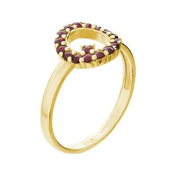 Prsten Stříbrný prsten s českým granátem, zlacený - kruh Velikost: 62