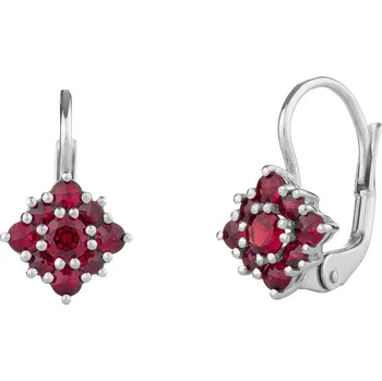 Náušnice Stříbrné náušnice s českým granátem, rhodiované - čtverec Zapínání: balónek