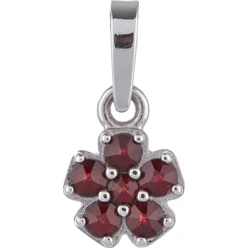 Přívěsek Stříbrný přívěsek s českým granátem, rhodiovaný - květina