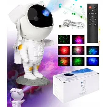 Lampička Projektor noční oblohy astronaut noční lampa LED bílá, dálkové ovládání