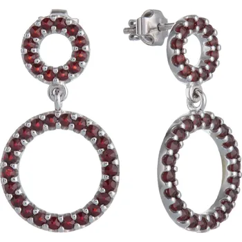 Náušnice Stříbrné náušnice s českým granátem, rhodiované - kruh Zapínání: klapka