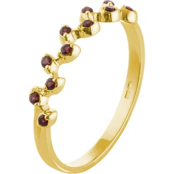 Prsten Stříbrný prsten s českým granátem, zlacený - linka Velikost: 55