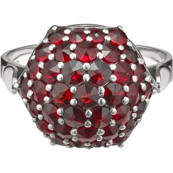 Prsten Stříbrný prsten s českým granátem, rhodiovaný - malina Velikost: 54