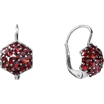 Náušnice Stříbrné náušnice s českým granátem, rhodiované - malina Zapínání: puzeta
