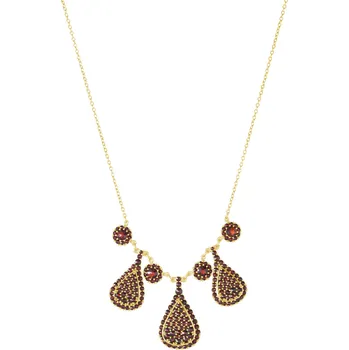 Náhrdelník Stříbrný náhrdelník s českým granátem, zlacený - kapka