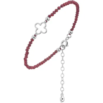 Náramek Stříbrný náramek s českým granátem, rhodiovaný