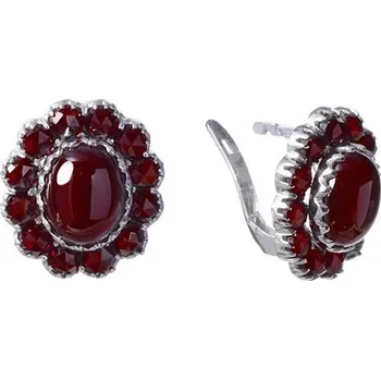Náušnice Stříbrné náušnice s českým granátem, rhodiované - ovál Zapínání: klapka