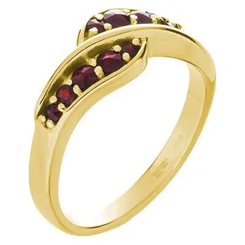 Prsten Stříbrný prsten s českým granátem, zlacený - vlnka Velikost: 58