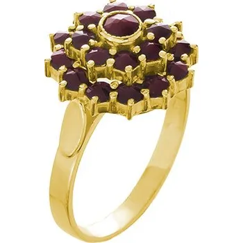 Prsten Stříbrný prsten s českým granátem, zlacený - květina Velikost: 57