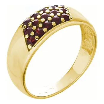 Prsten Stříbrný prsten s českým granátem, zlacený Velikost: 59